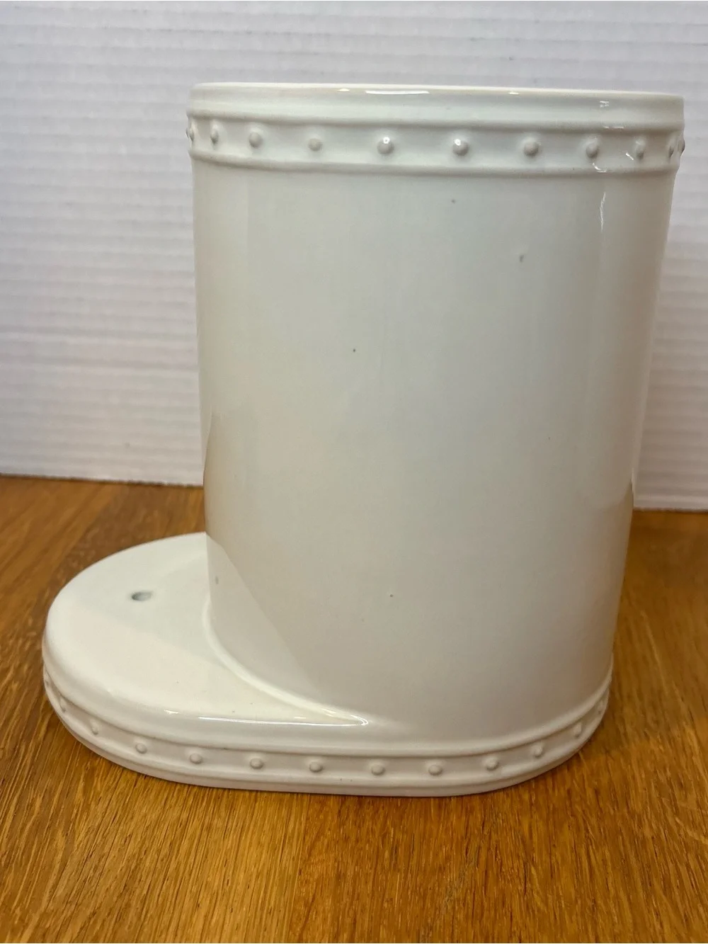 Nora Fleming Utensil Holder With a Minis Hole Off White Stoneware ROSE READ